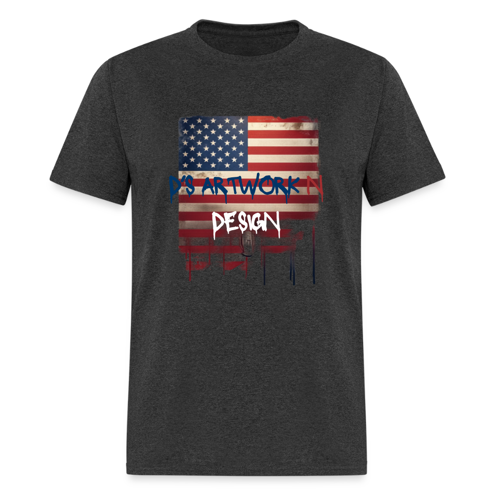 USA Drip Flag - Men's T-Shirt - heather black