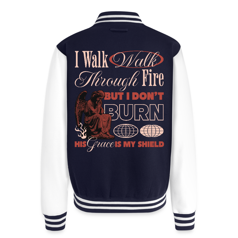 Walk with God - Letterman's Jacket - navy/white