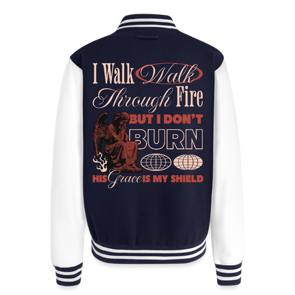 Walk with God - Letterman's Jacket - navy/white