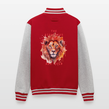 Bold Lion -  Letterman Jacket - red/heather grey