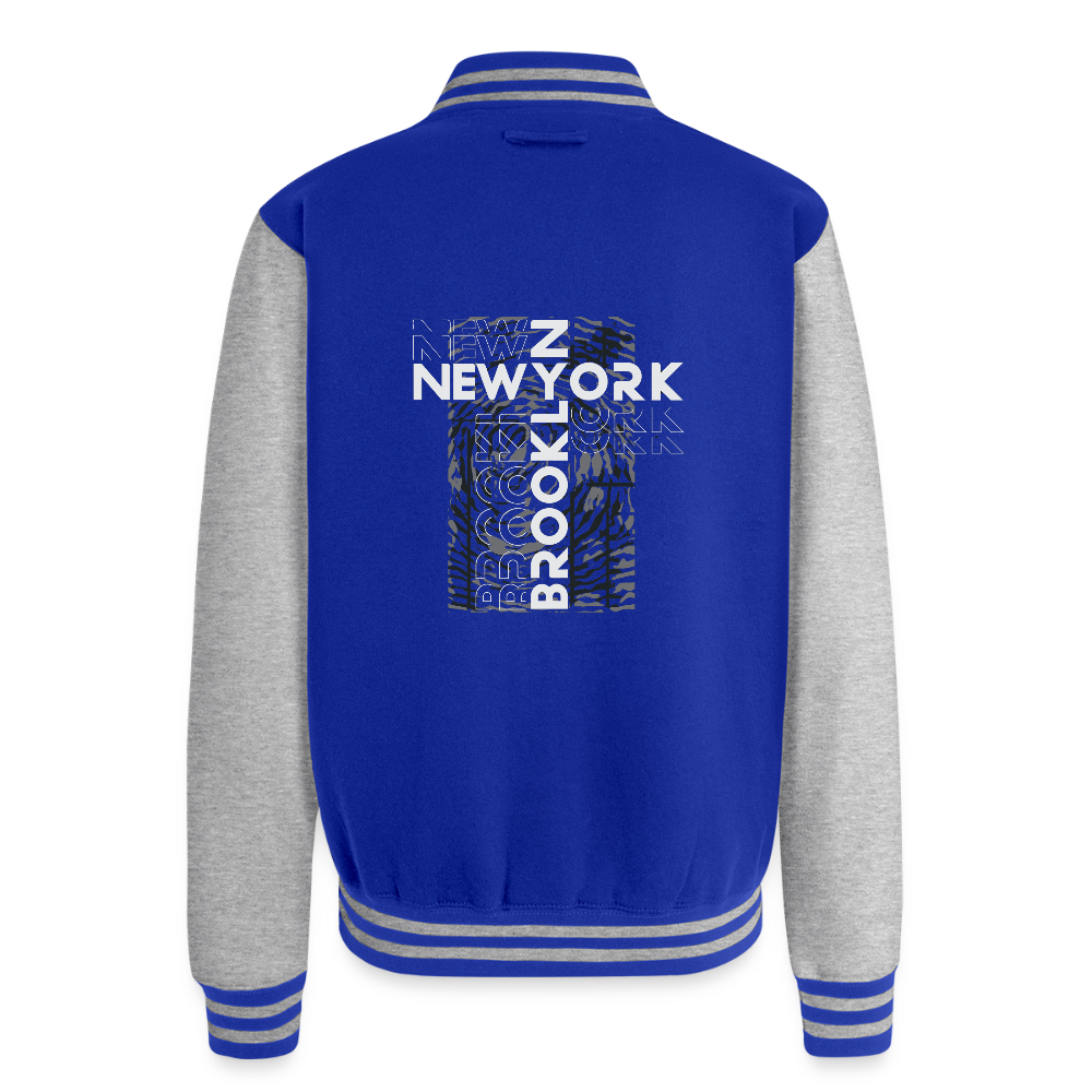 Brooklyn NY-  Letterman Jacket - royal/heather grey