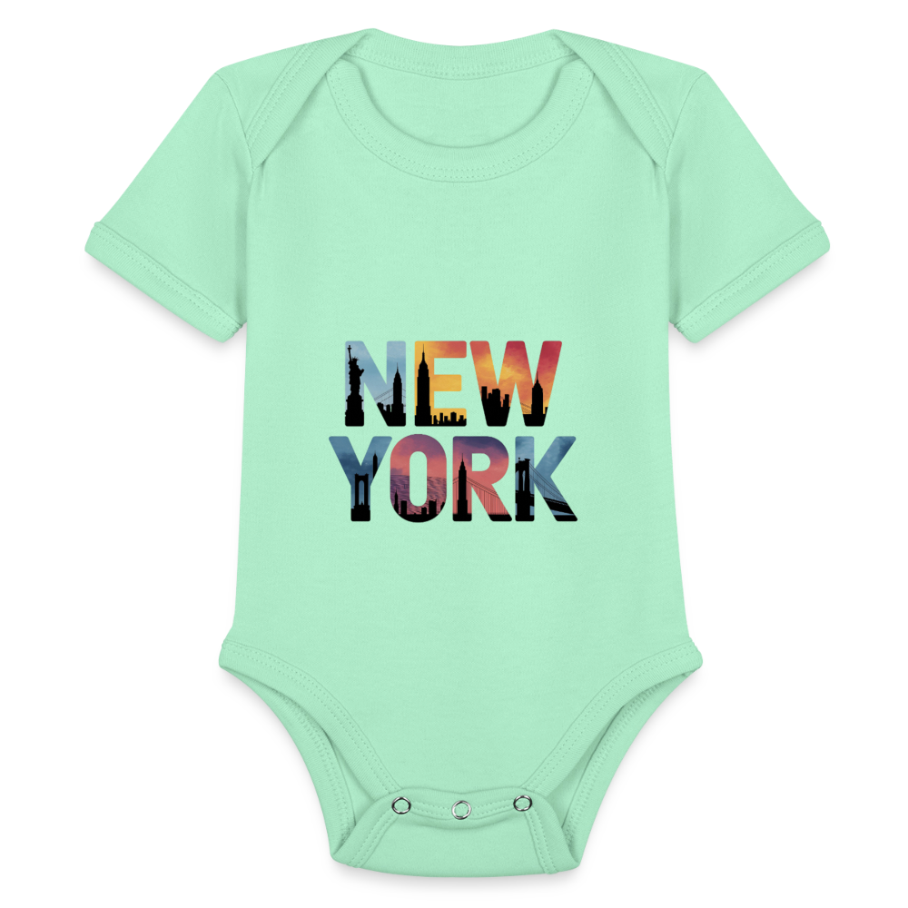 NY Color - Organic Short Sleeve Baby Bodysuit - light mint