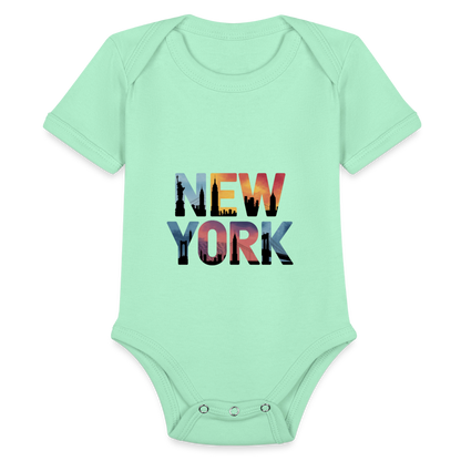 NY Color - Organic Short Sleeve Baby Bodysuit - light mint