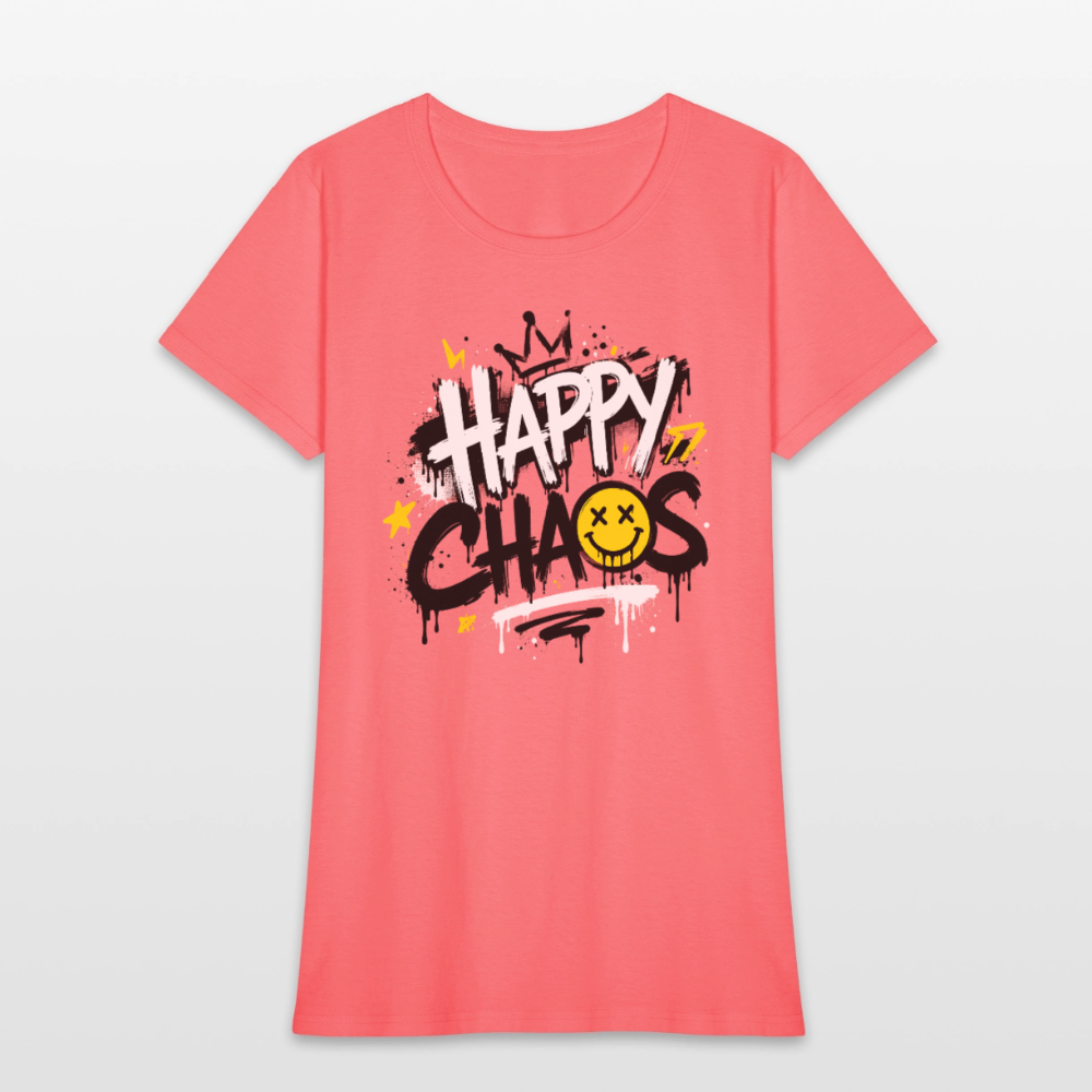Happy Chaos - Graffiti Women's T-Shirt - coral