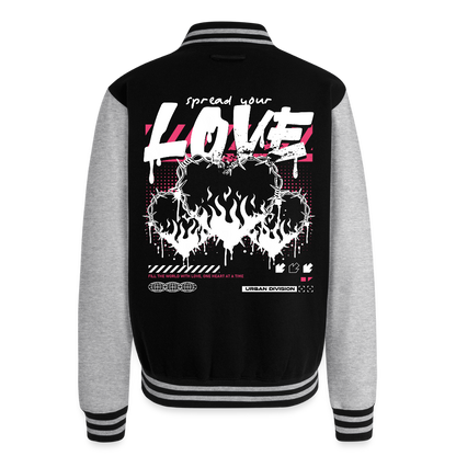 Heart of Fire - Letterman Jacket - black/heather grey