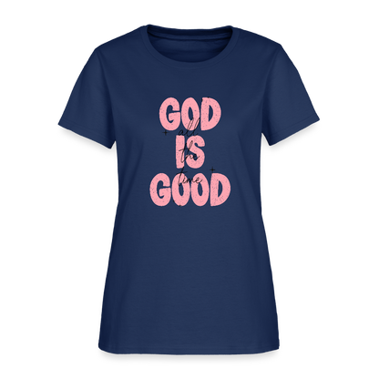 God is Good - Bold Pink -Women's Short Sleeve T-Shirt -  blue dusk