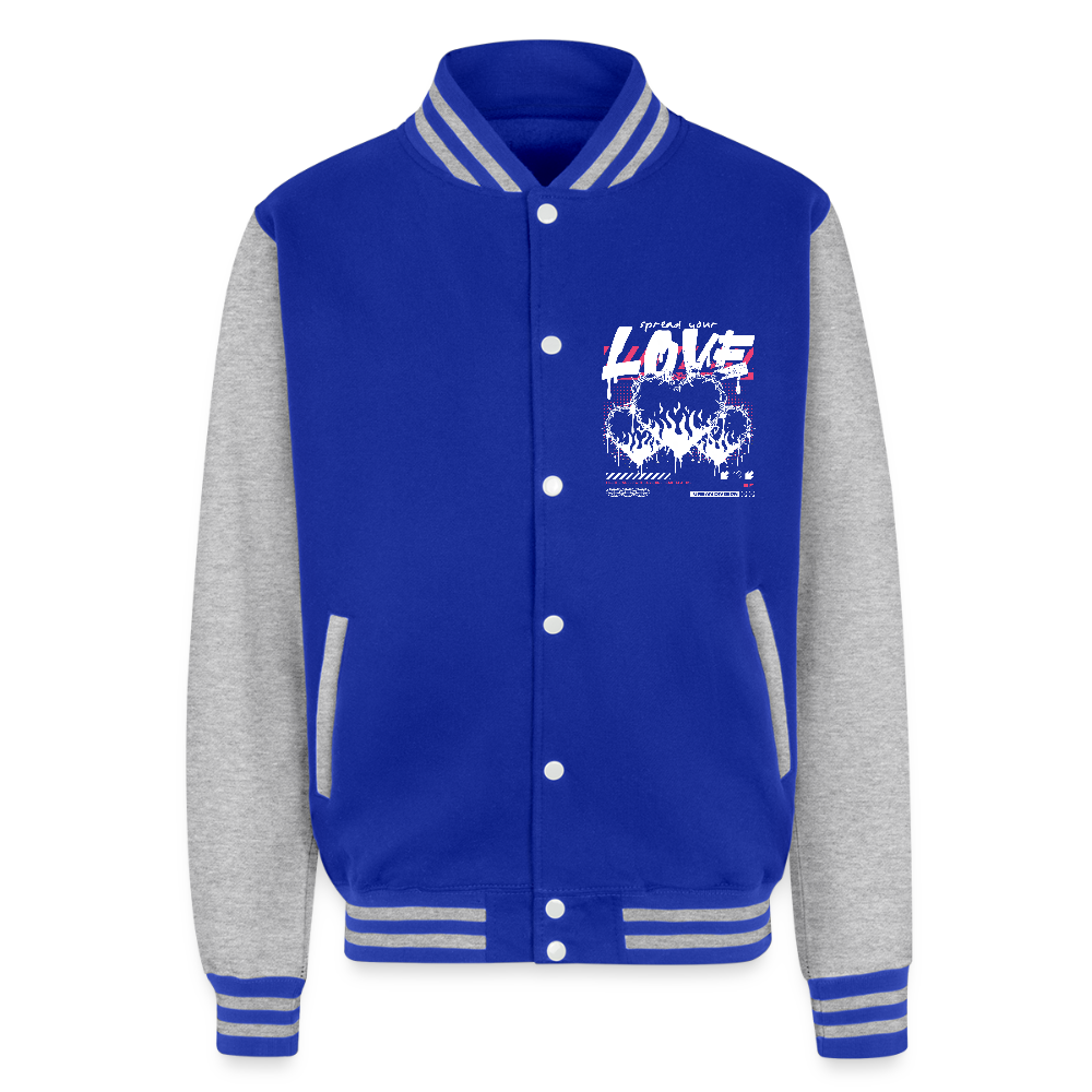 Heart of Fire - Letterman Jacket - royal/heather grey