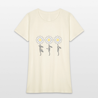 Faith, Hope, Love - floral Women's T-Shirt-2 - off white