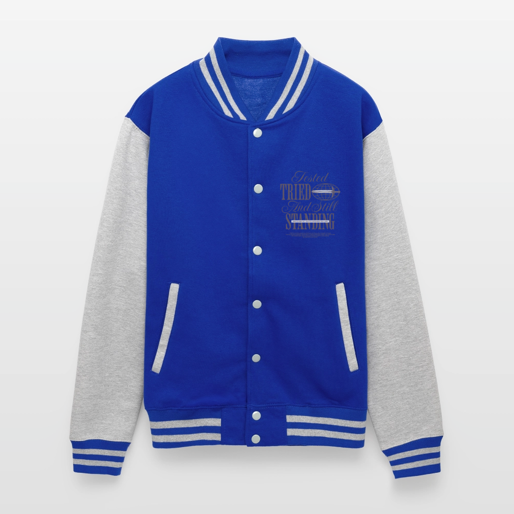 Still Standing - Letterman Jacket - royal/heather grey
