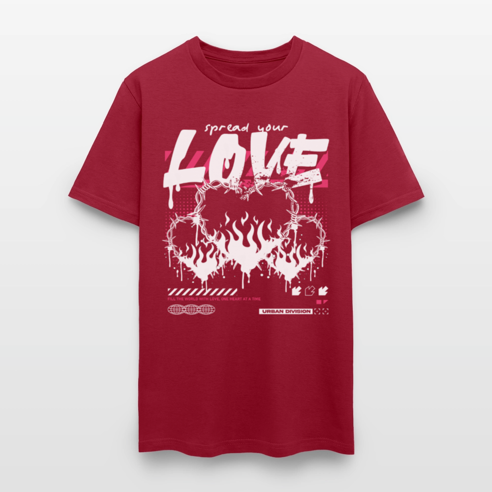 Heart on fire - Men's T-Shirt - dark red
