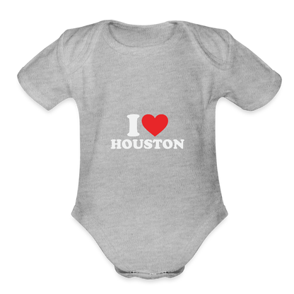 I Love Houston - Short Sleeve Baby Bodysuit - heather grey
