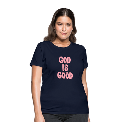 God is Good - Bold Pink -Women's Short Sleeve T-Shirt - navy