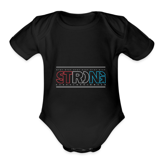 Stay Strong -  Short Sleeve Baby Onesie - black