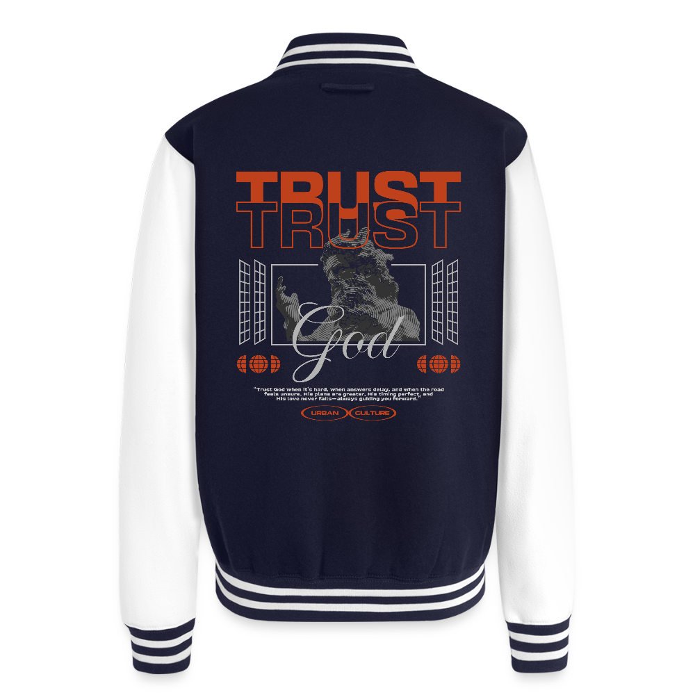 Trust god - Letterman Jacket - navy/white