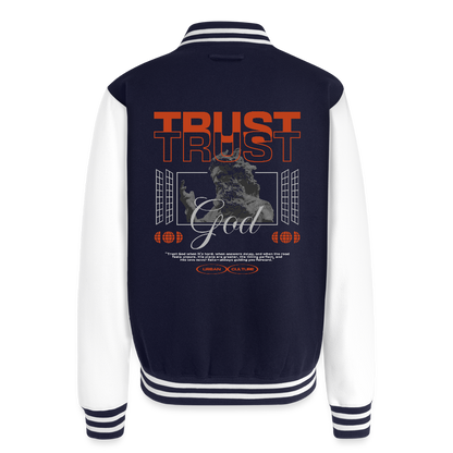 Trust god - Letterman Jacket - navy/white