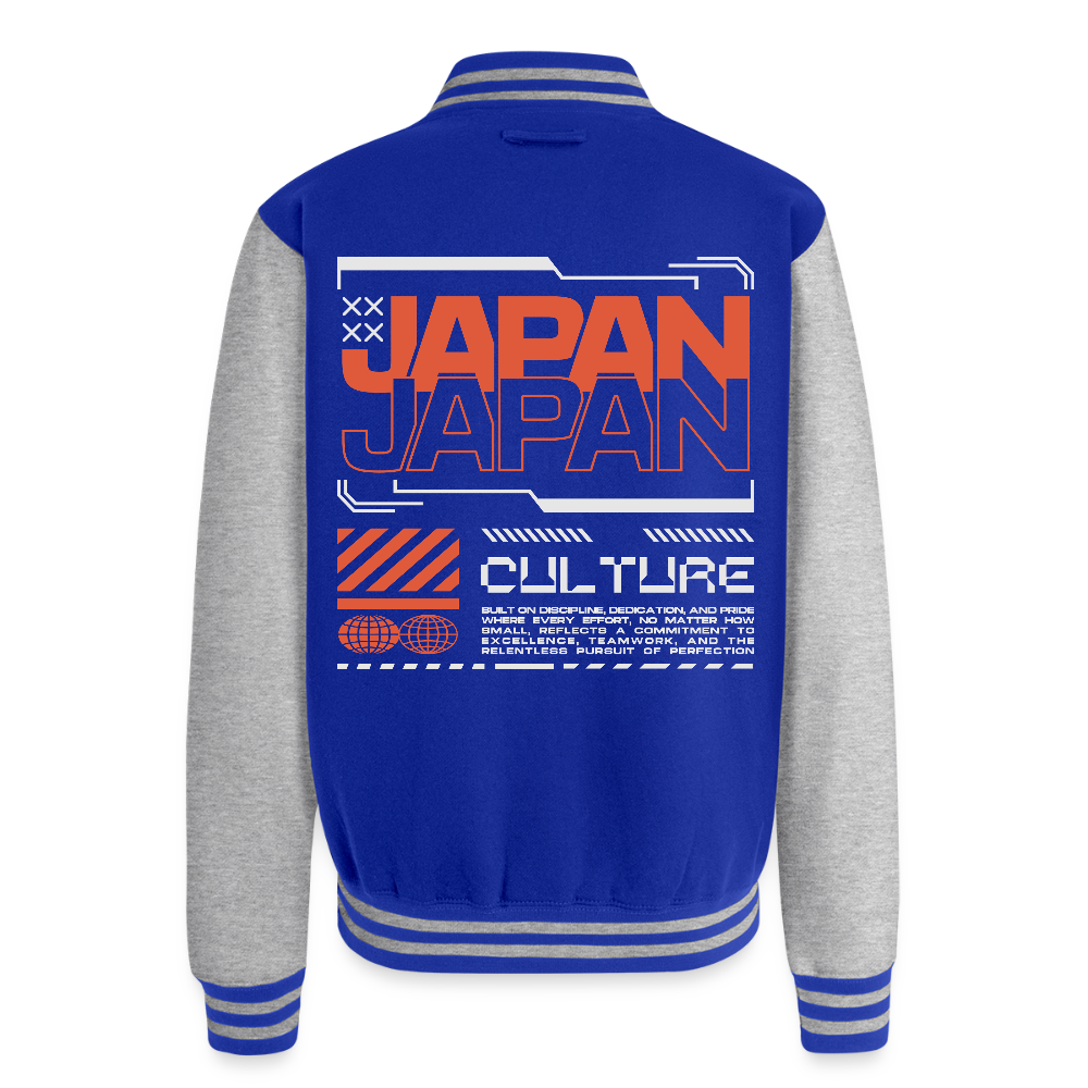 Japan Culture - Letterman Jacket - royal/heather grey