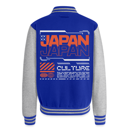 Japan Culture - Letterman Jacket - royal/heather grey