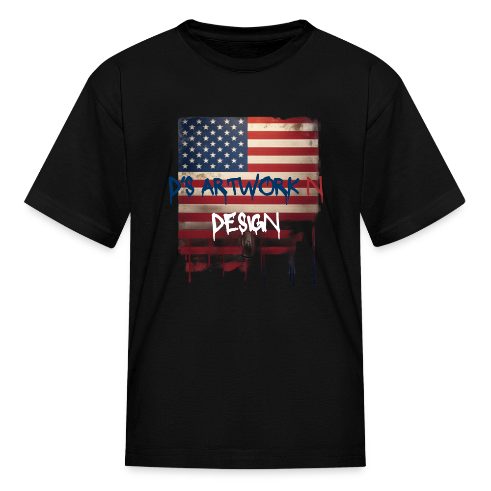 USA Flag Frip - Kids' T-Shirt - black