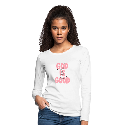 God is Good - Bold Pink -Women's  Long Sleeve T-Shirt - white