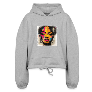 Pop Culture Woman 2 - Cropped Hoodie - heather gray