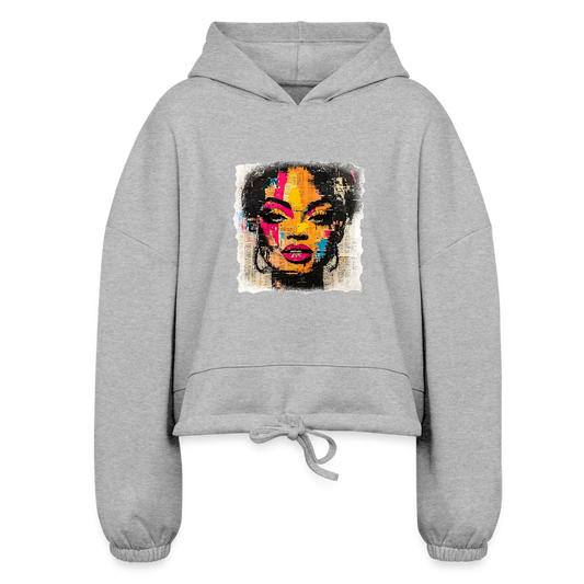 Pop Culture Woman 2 - Cropped Hoodie - heather gray
