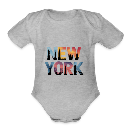 NY Color - Organic Short Sleeve Baby Bodysuit - heather grey
