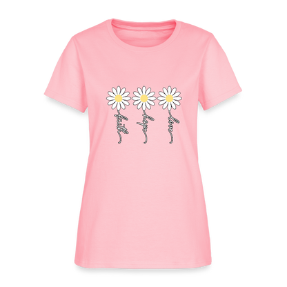 Faith, Hope, Love - floral Women's T-Shirt-2 - pink