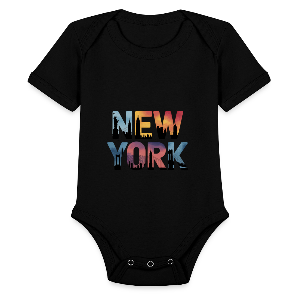 NY Color - Organic Short Sleeve Baby Bodysuit - black