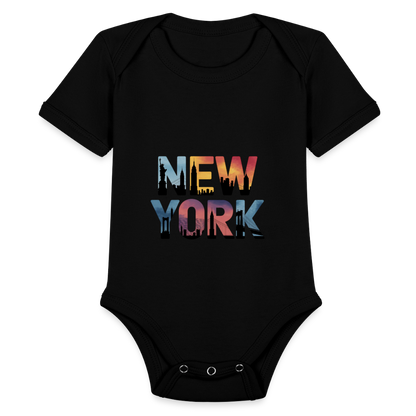 NY Color - Organic Short Sleeve Baby Bodysuit - black
