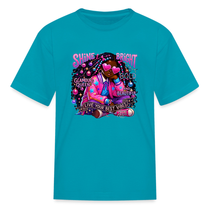 Black Girl Power -  Cosmic Diva Kids' T-Shirt - turquoise
