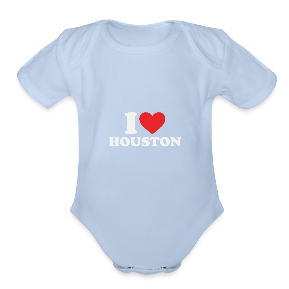 I Love Houston - Short Sleeve Baby Bodysuit - sky