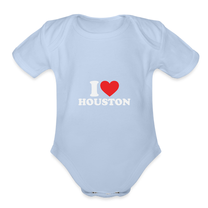 I Love Houston - Short Sleeve Baby Bodysuit - sky