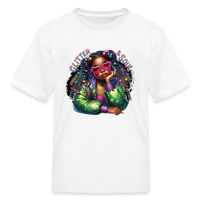 Black Girl Power - Glitter and Soul Kids' T-Shirt - white