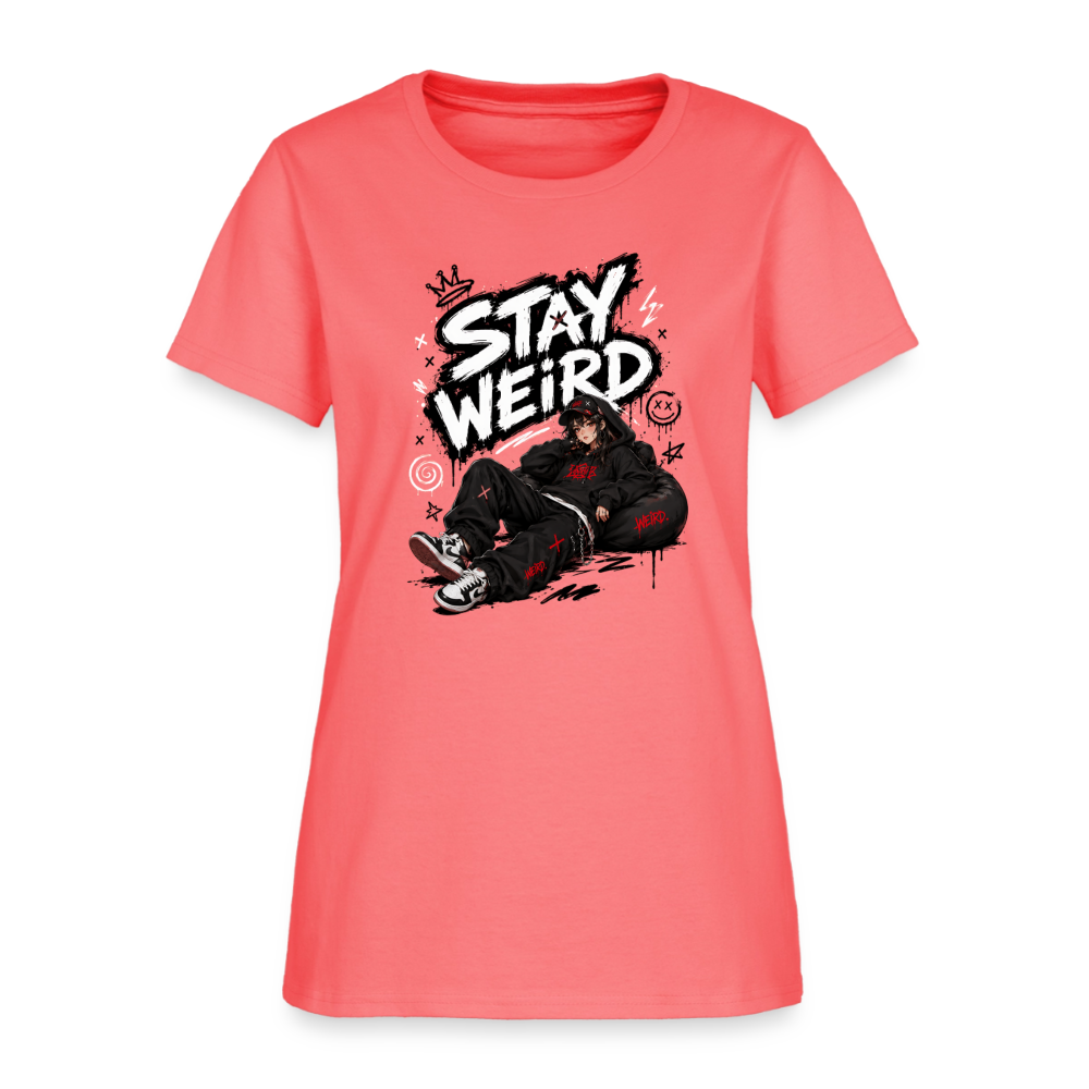 Stay Weird - Graffiti Women's T-Shirt - coral