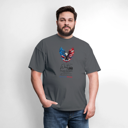 Mount on Eagles wings -Men's  T-Shirt - charcoal