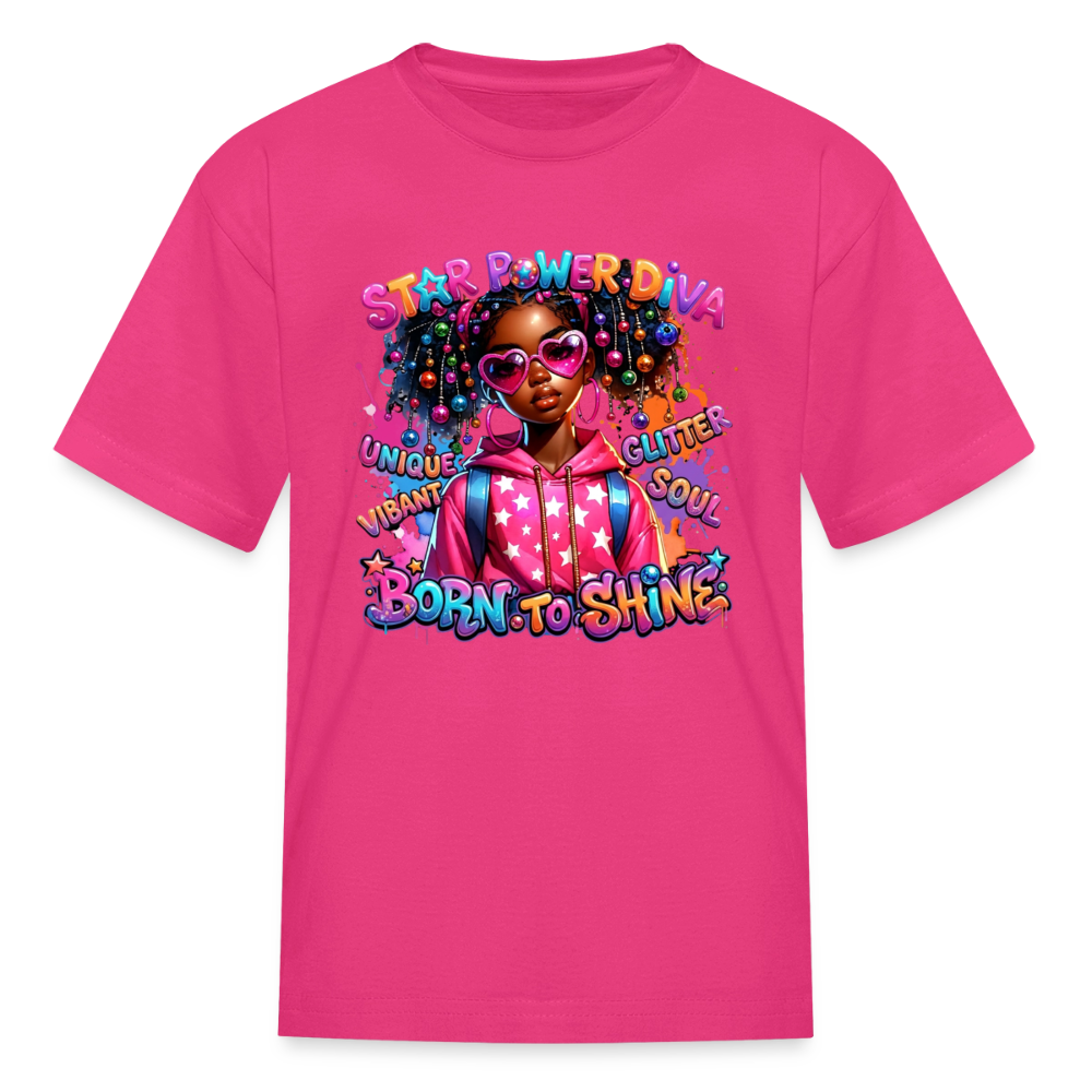 Black Girl Power - Star Power Diva Kids' T-Shirt - fuchsia