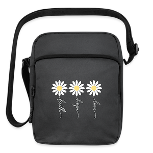 Faith Hope and Love - Upright Crossbody Bag floral-2 - charcoal grey