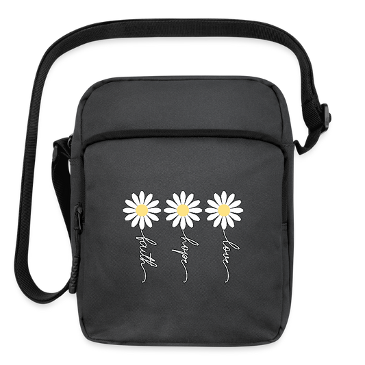 Faith Hope and Love - Upright Crossbody Bag floral-2 - charcoal grey