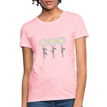 Faith, Hope, Love - floral Women's T-Shirt-2 - pink