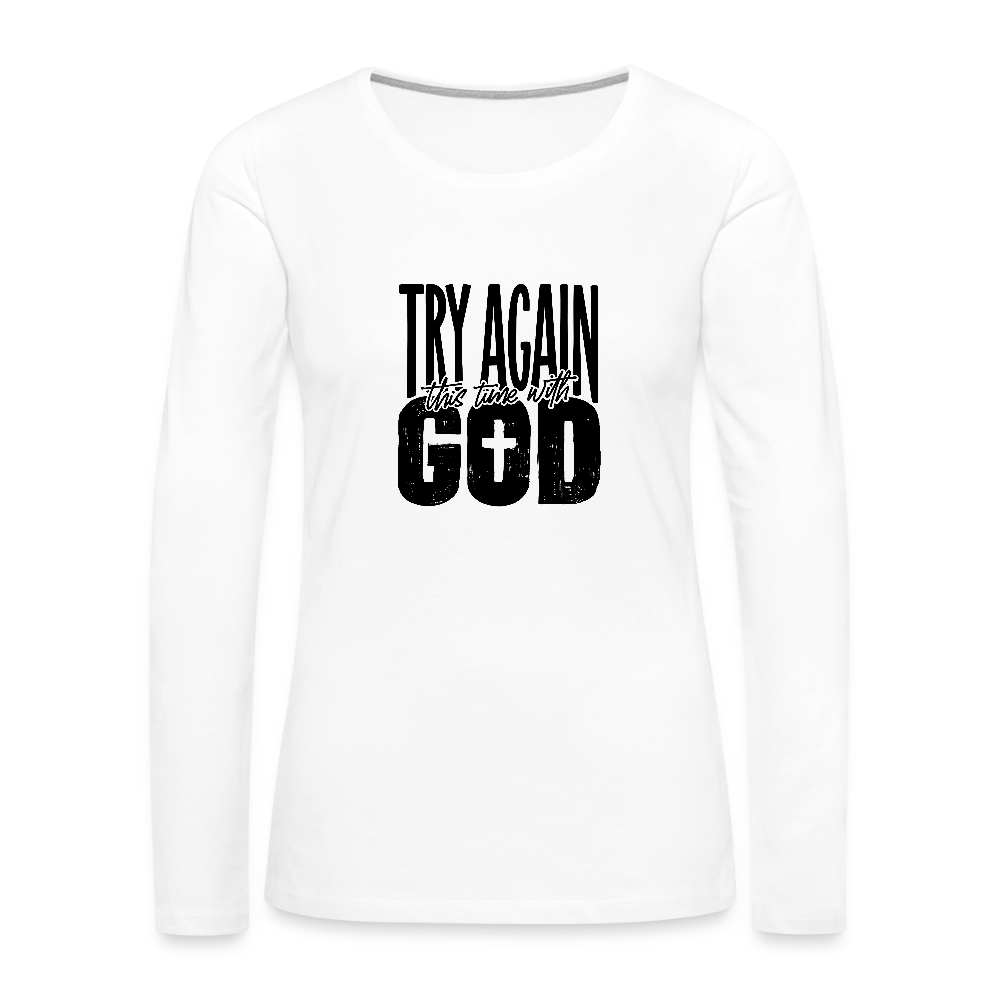 Try Again - Women's Premium Long Sleeve T-Shirt - white