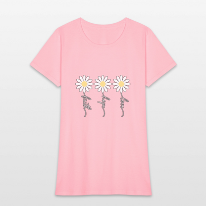Faith, Hope, Love - floral Women's T-Shirt-2 - pink