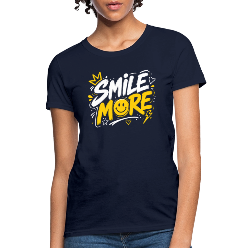 Smile More - Graffiti Women's T-Shirt - navy