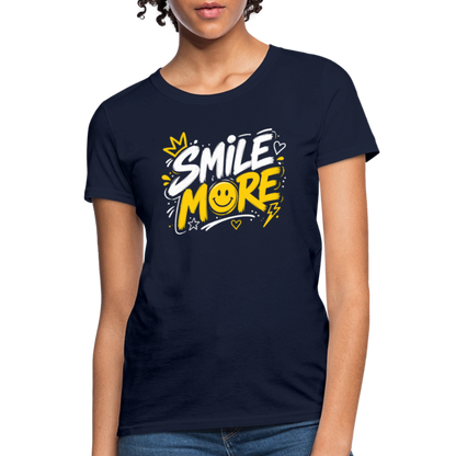 Smile More - Graffiti Women's T-Shirt - navy