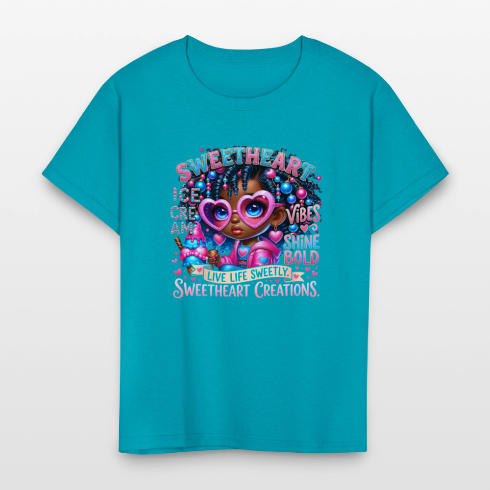 Black Girl Power - Sweetheart Kids' T-Shirt - turquoise