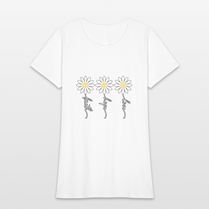 Faith, Hope, Love - floral Women's T-Shirt-2 - white