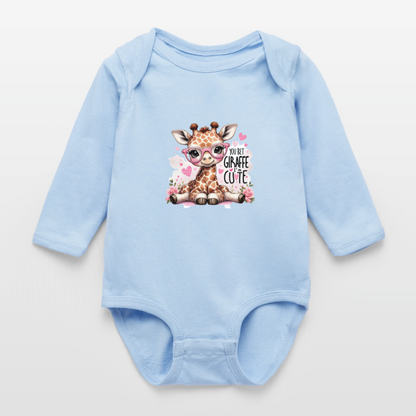Cute Giraffe - Girl's Long Sleeve Baby Bodysuit - light blue