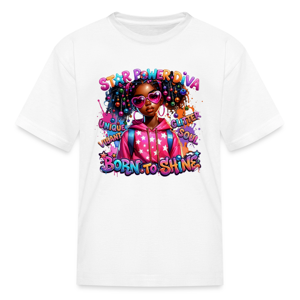Black Girl Power - Star Power Diva Kids' T-Shirt - white