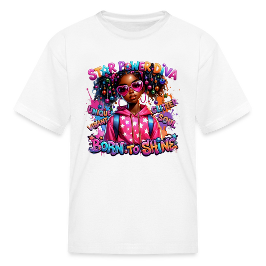 Black Girl Power - Star Power Diva Kids' T-Shirt - white