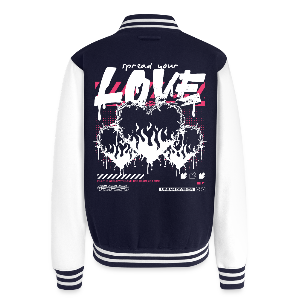 Heart of Fire - Letterman Jacket - navy/white
