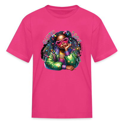 Black Girl Power - Glitter and Soul Kids' T-Shirt - fuchsia